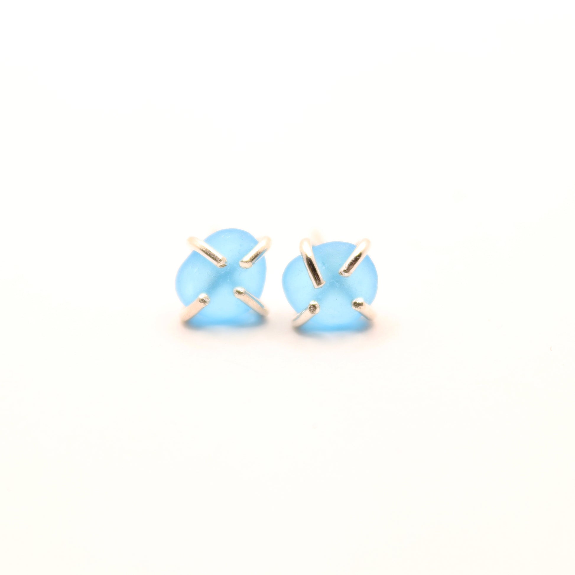 blue sea glass earrings