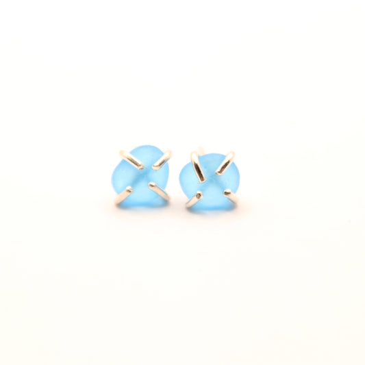 blue sea glass earrings