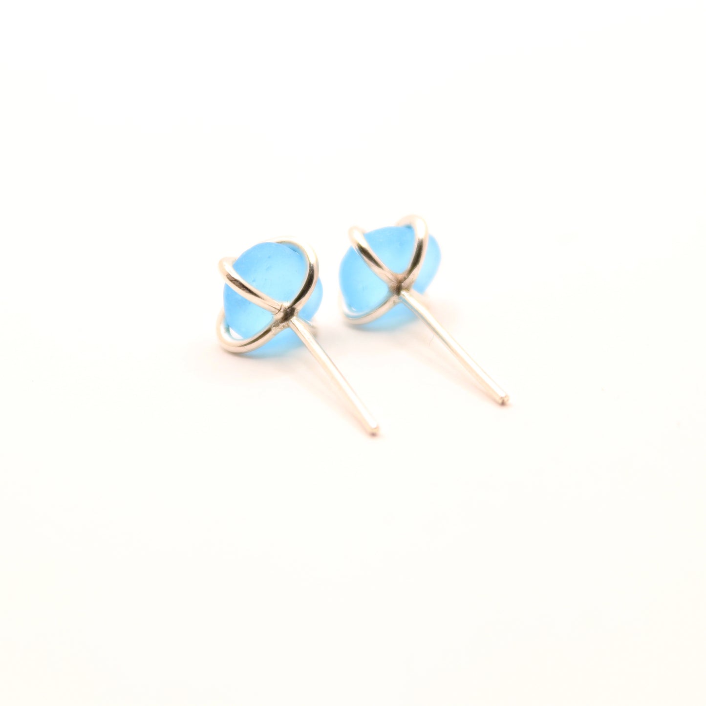 blue sea glass earrings