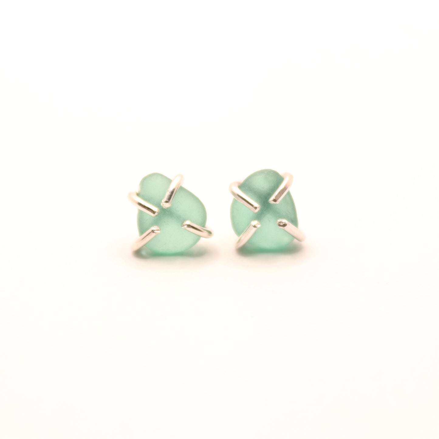 green sea glass earrings