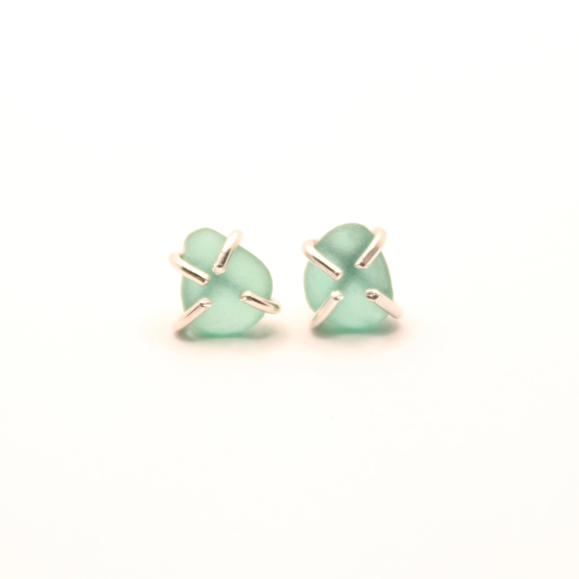 green sea glass earrings