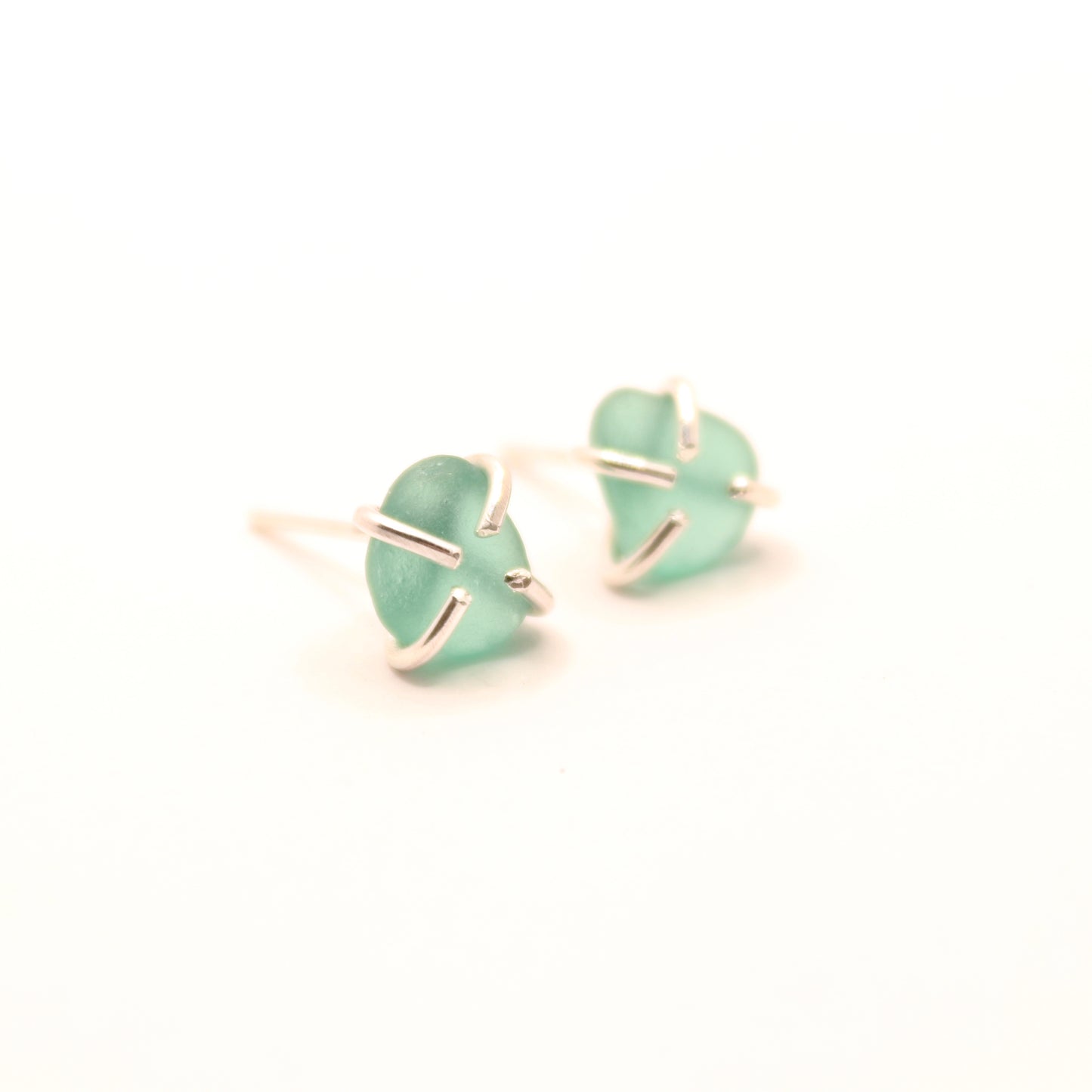 green sea glass earrings