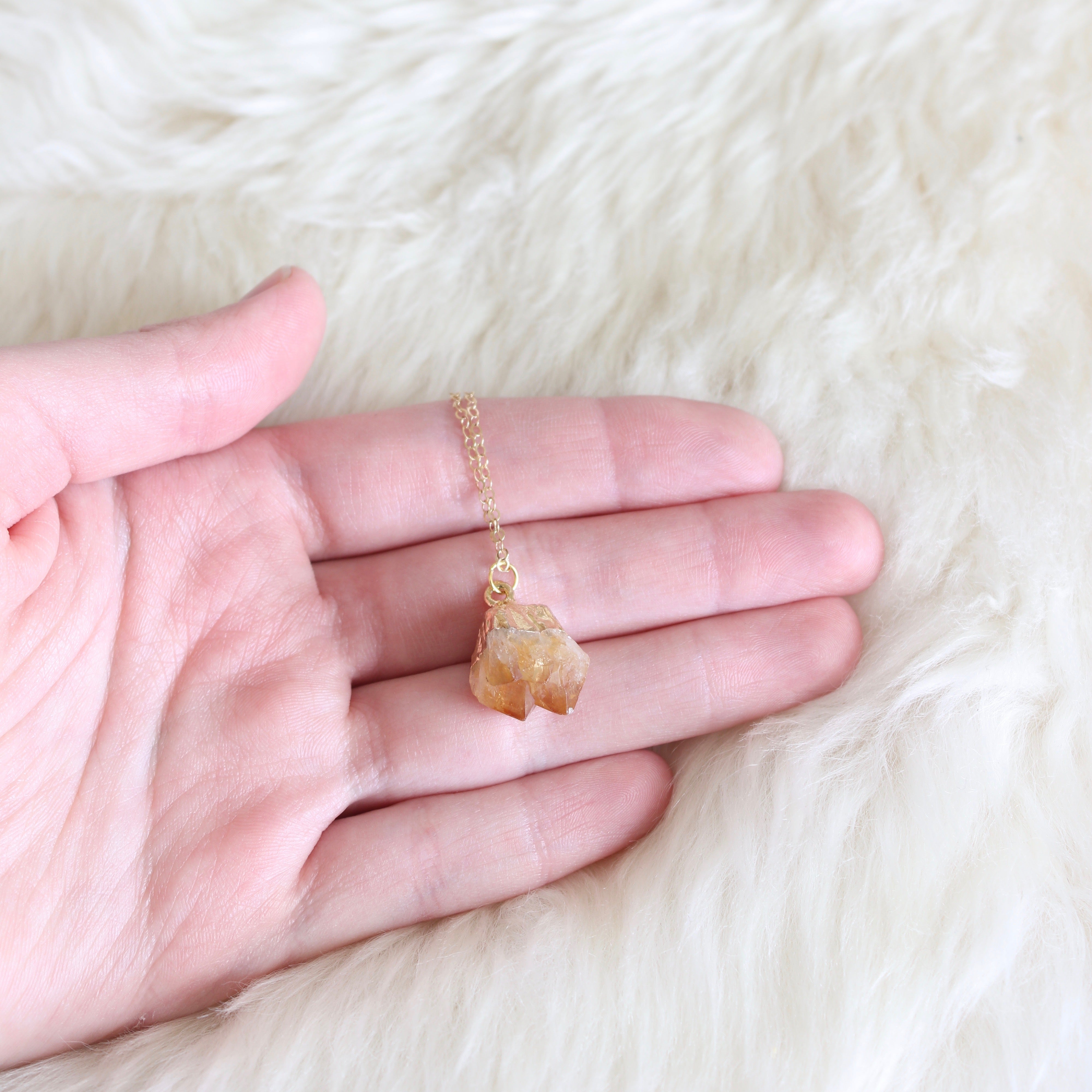 raw citrine crystal necklace