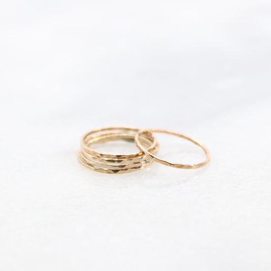 gold hammered stacking ring