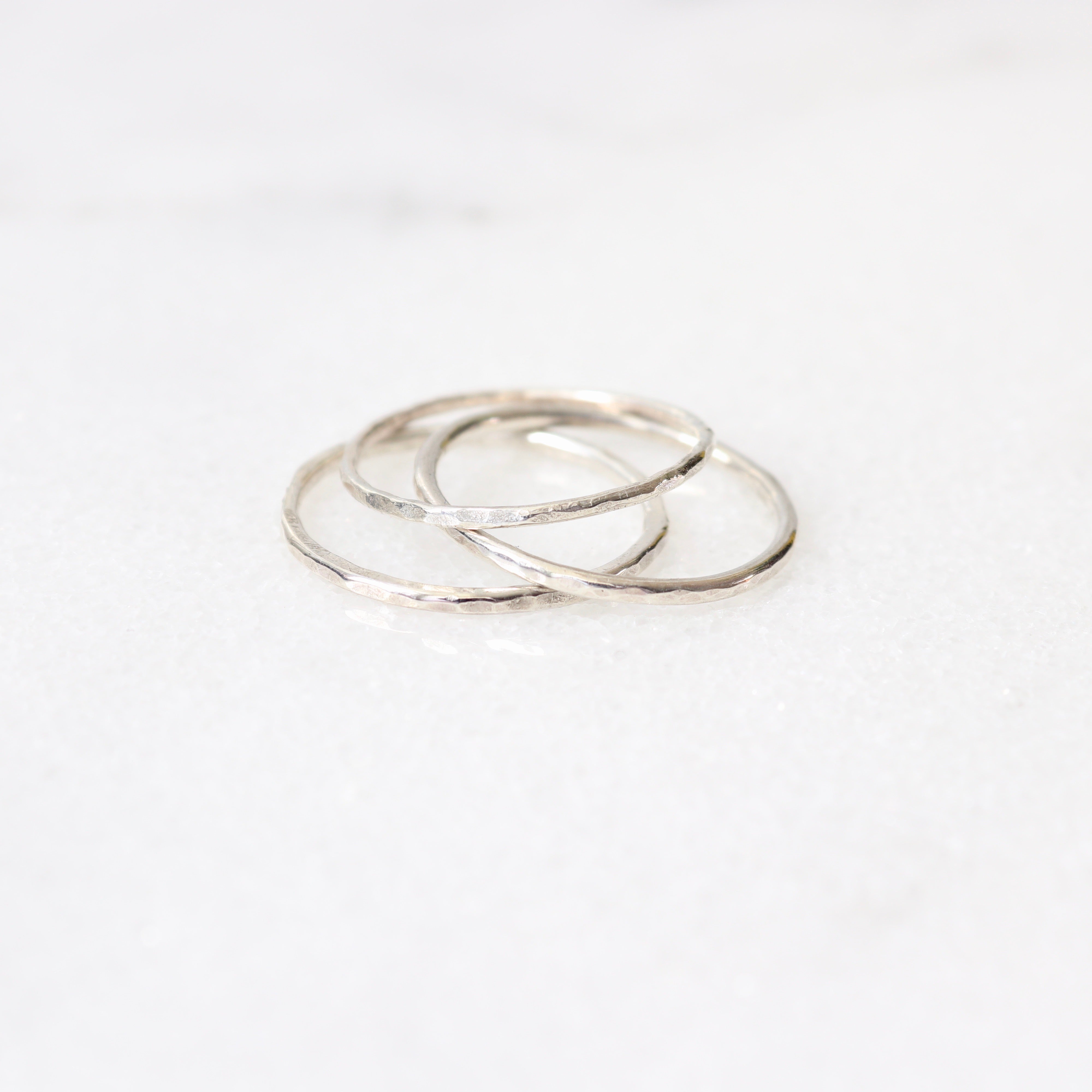 silver hammered stacking ring