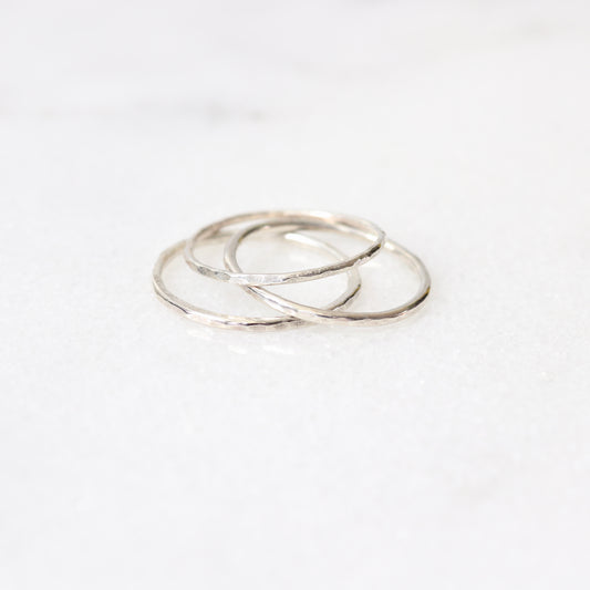 silver hammered stacking ring