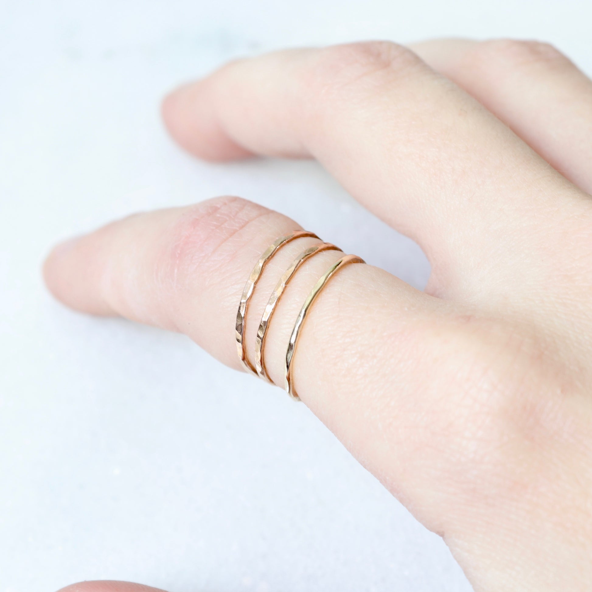 gold hammered stacking ring