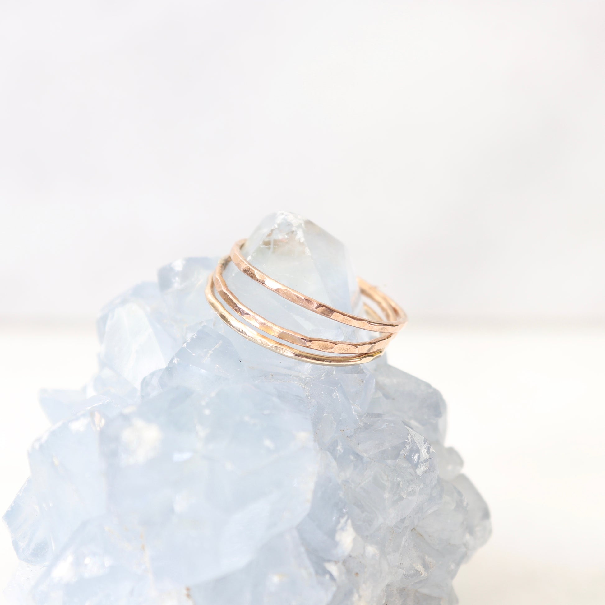 gold hammered stacking ring