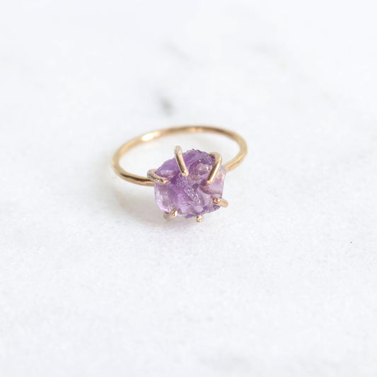 raw amethyst crystal ring