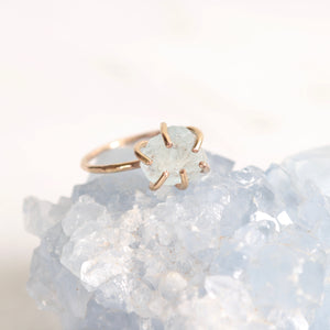 raw aquamarine crystal ring