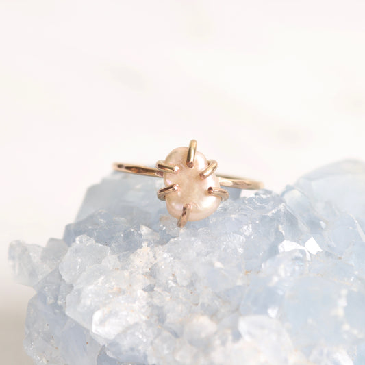raw freshwater baroque pearl ring