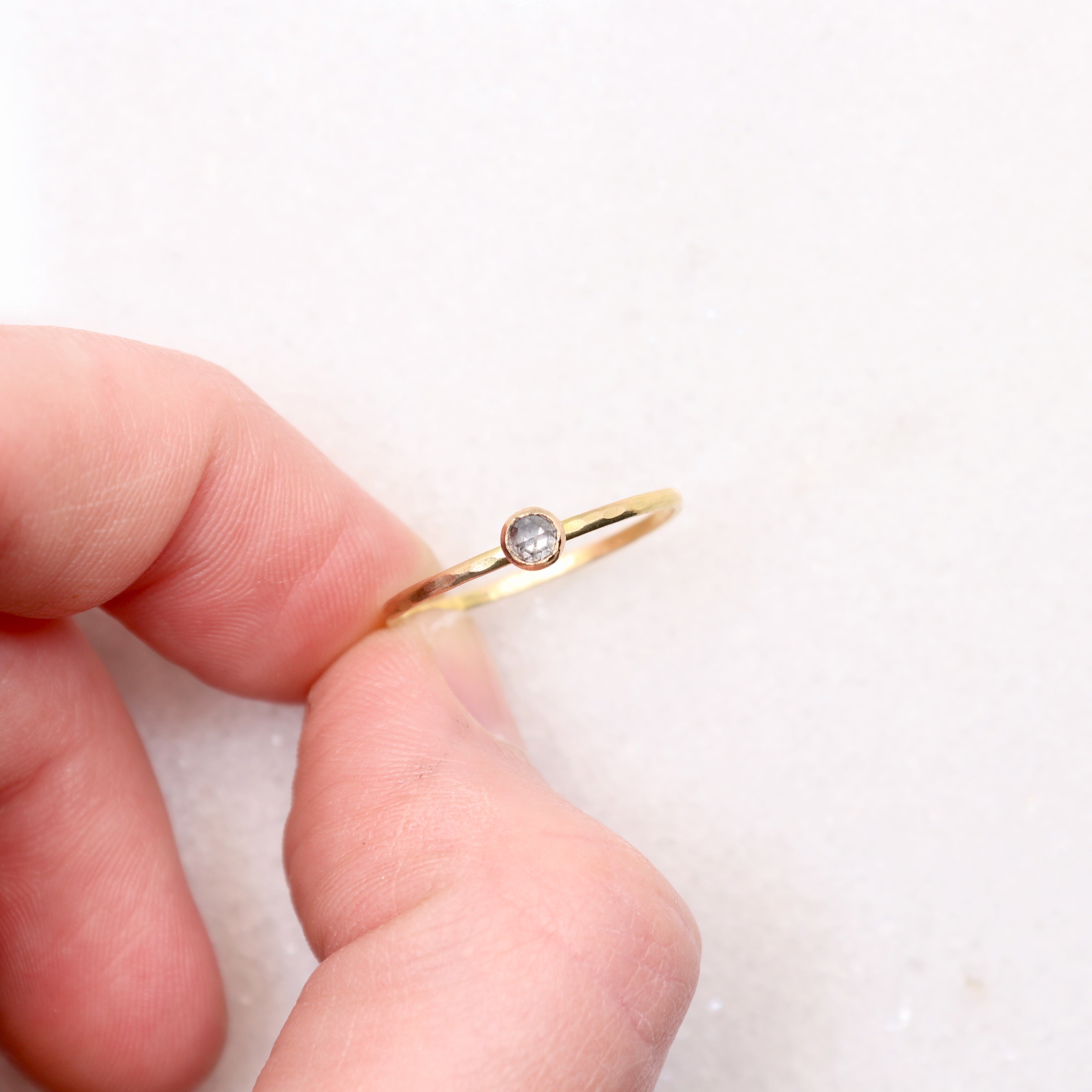 salt and pepper diamond ring in 14k gold