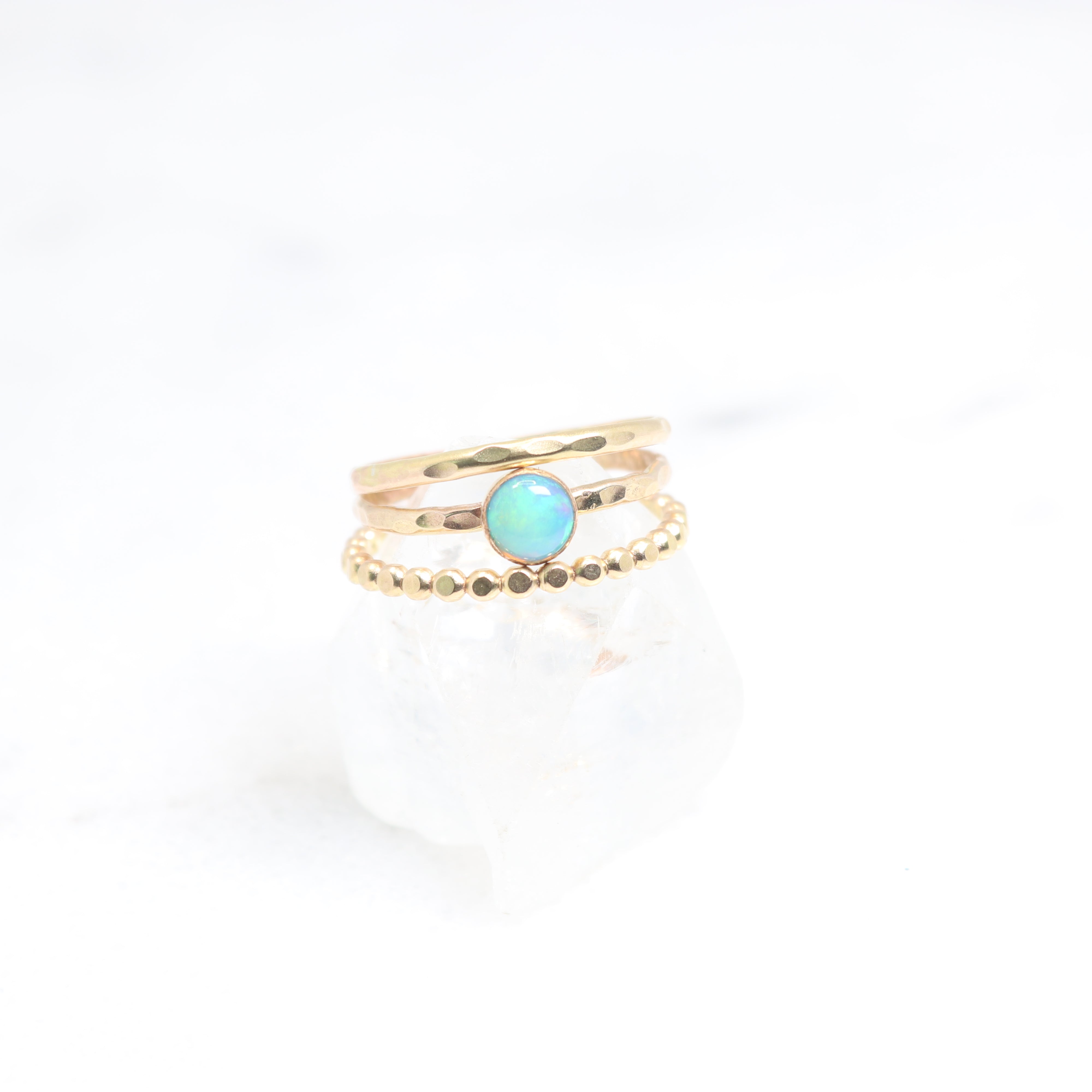opal stone stacking ring set