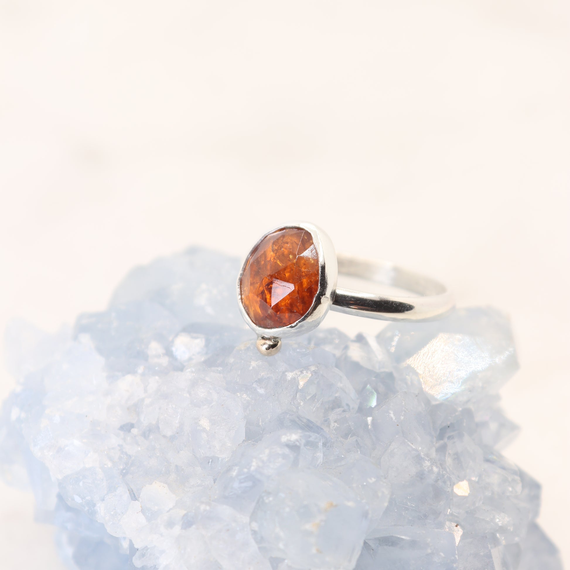 Spessartite garnet gemstone ring