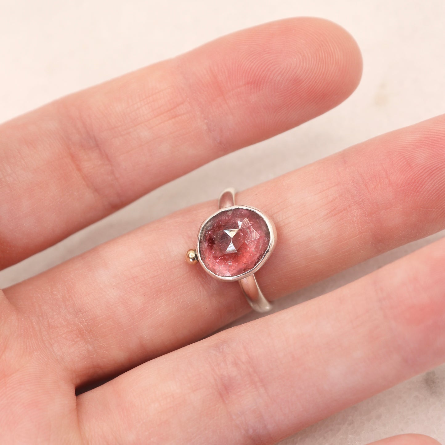 pink tourmaline gemstone ring