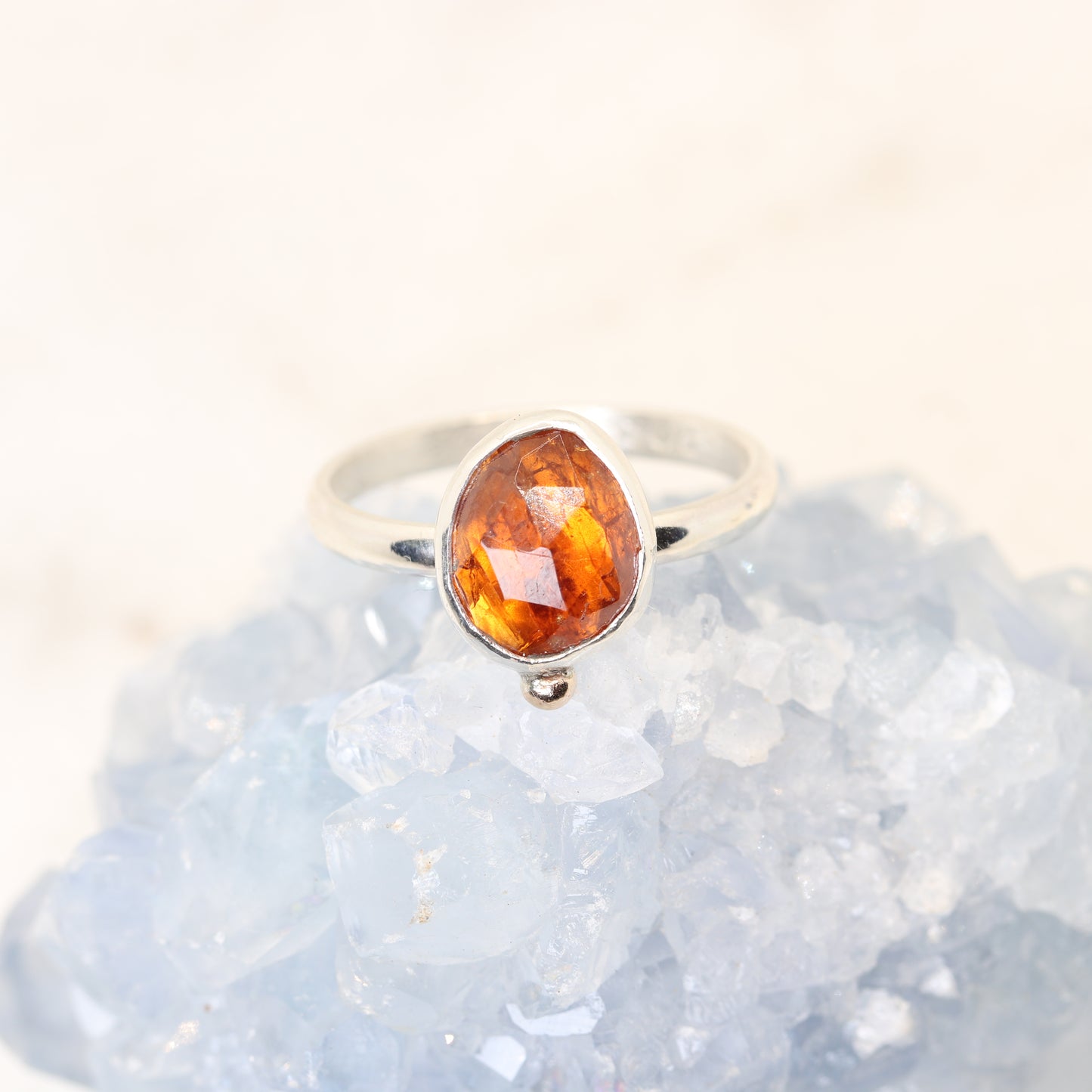 Spessartite garnet gemstone ring
