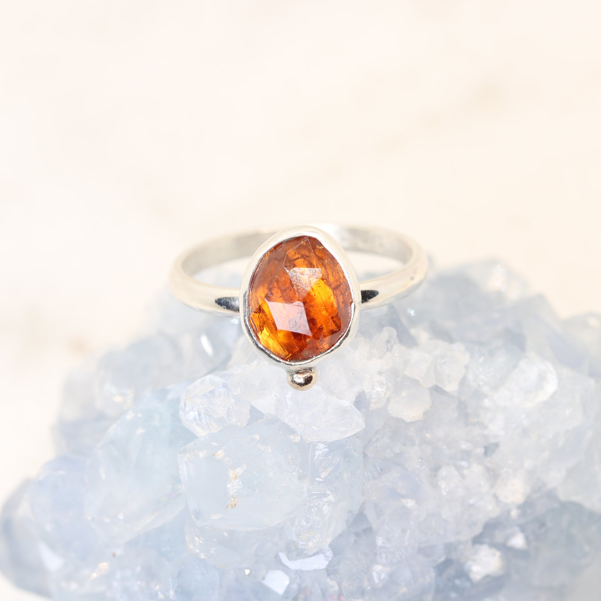 Spessartite garnet gemstone ring