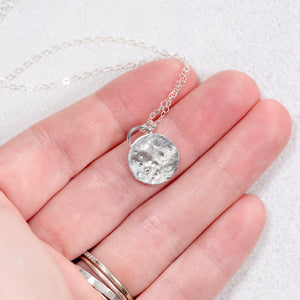 Full Moon Disc Necklace in Silver