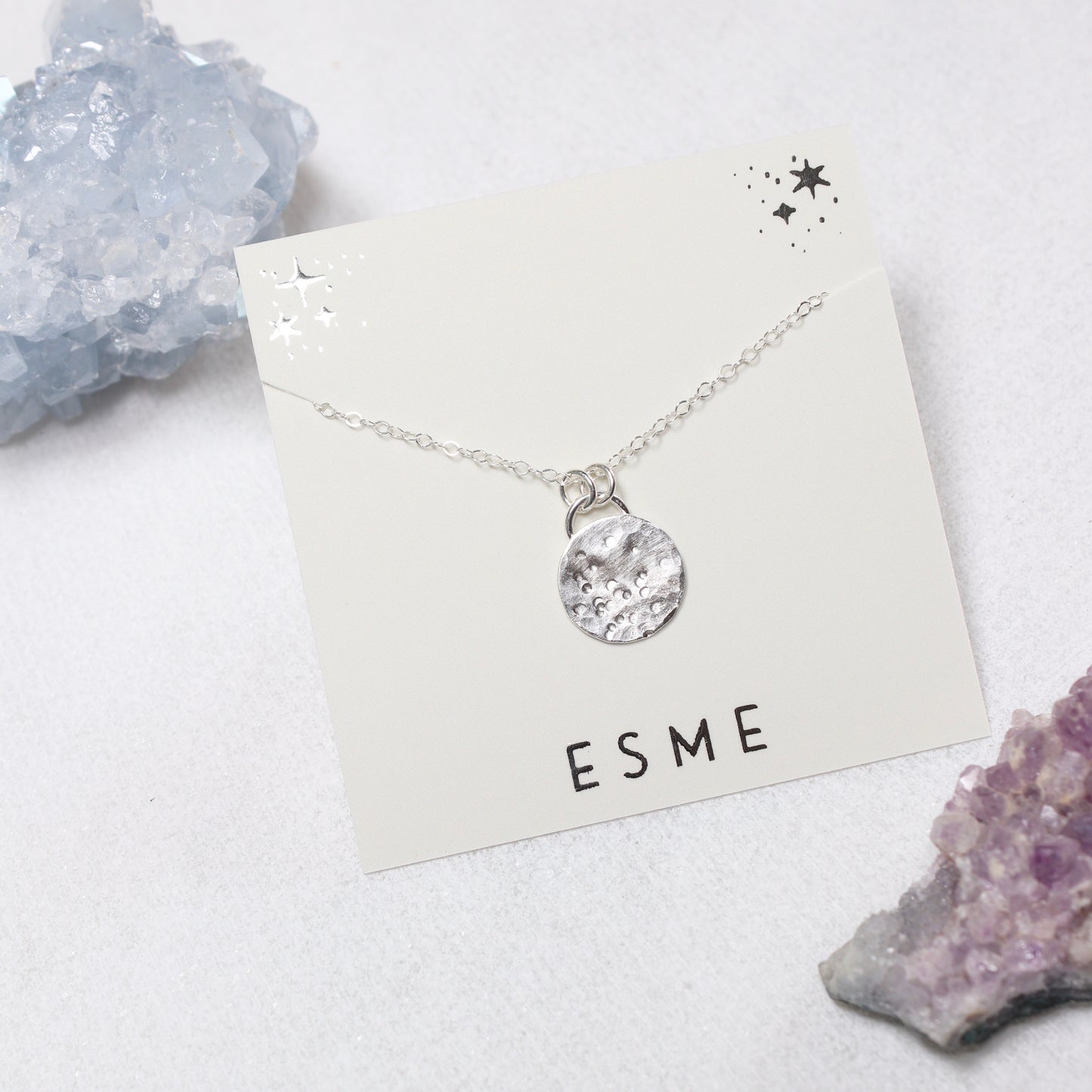 Full Moon Disc Necklace in Silver