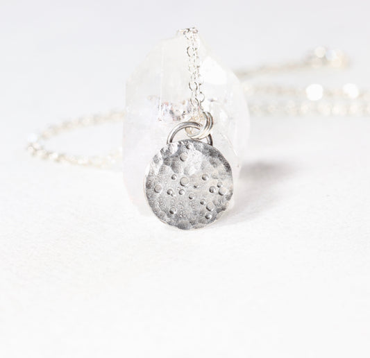 Full Moon Disc Necklace in Silver