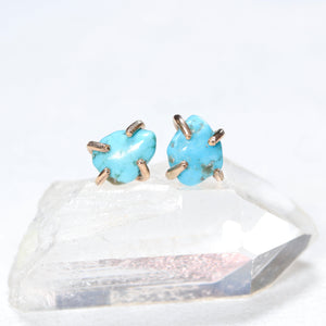 raw sonoran gold turquoise stone stud earrings