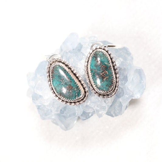 Amazonite and Black Tourmaline Earrings in Sterling Silver