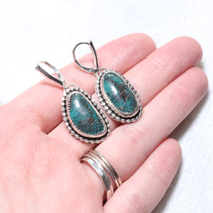 Amazonite and Black Tourmaline Earrings in Sterling Silver