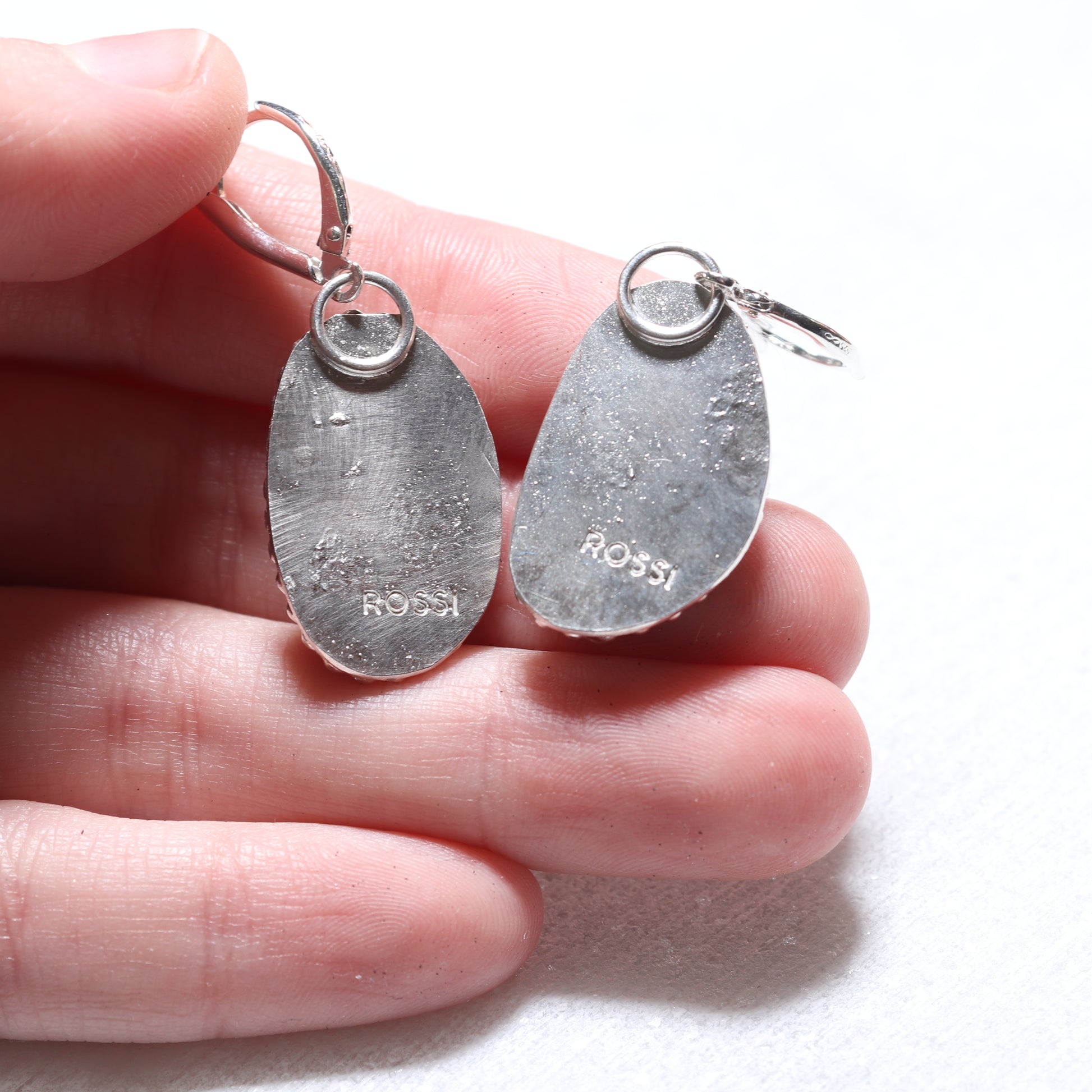 Amazonite and Black Tourmaline Earrings in Sterling Silver