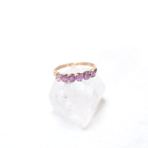 amethyst beaded gemstone row ring
