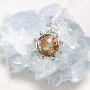 Boho Australian Boulder Opal Pendant Necklace