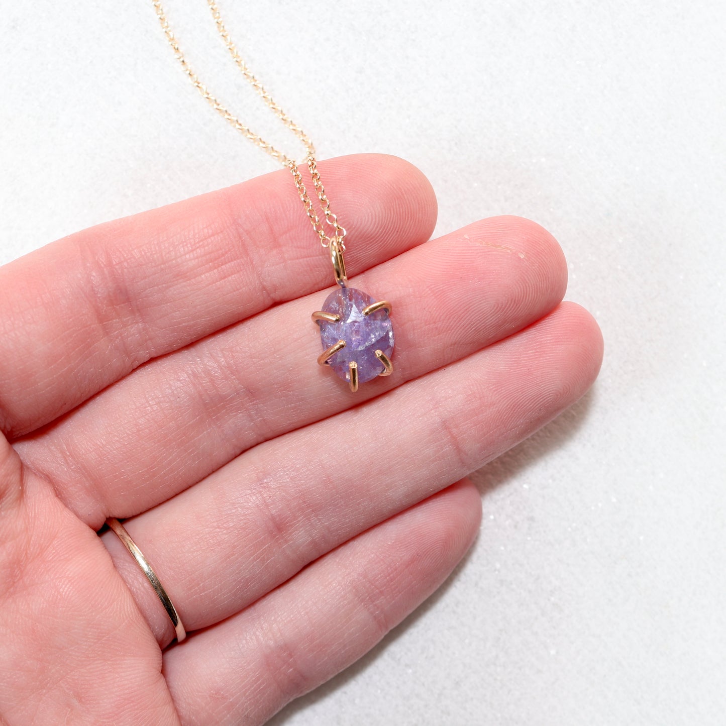 Tanzanite Gemstone Rose Cut Necklace