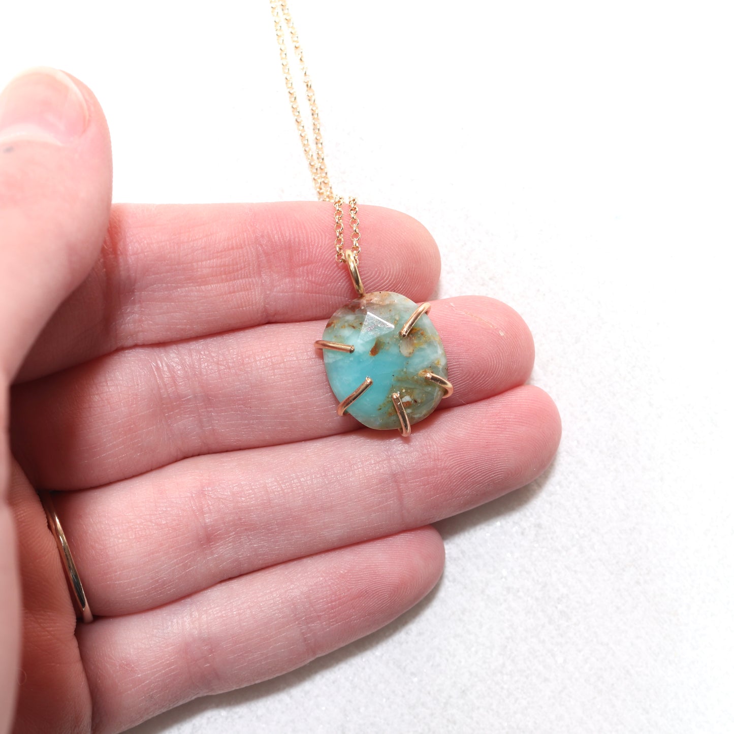 Peruvian Opal Gemstone Rose Cut Necklace