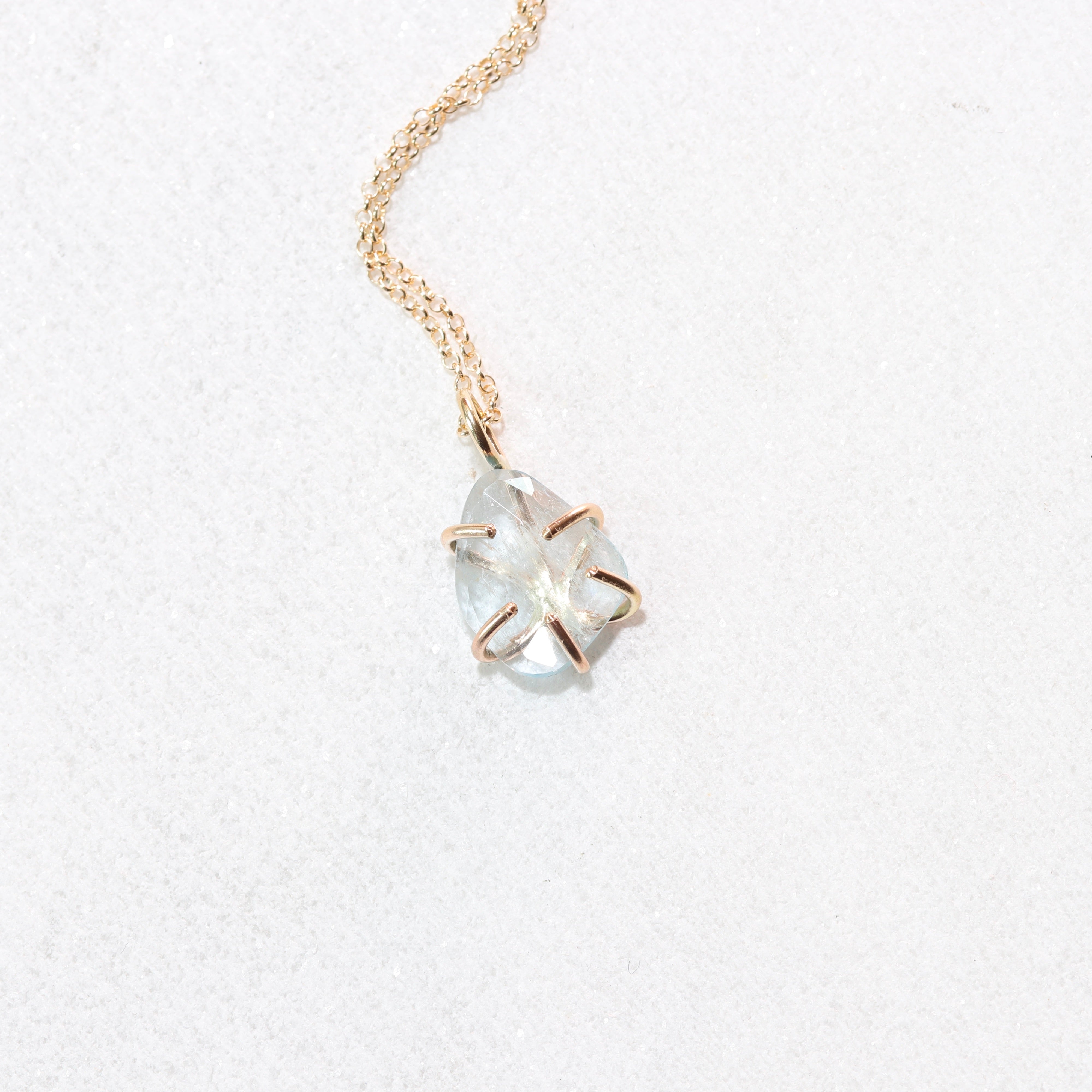 Aquamarine Gemstone Rose Cut Necklace