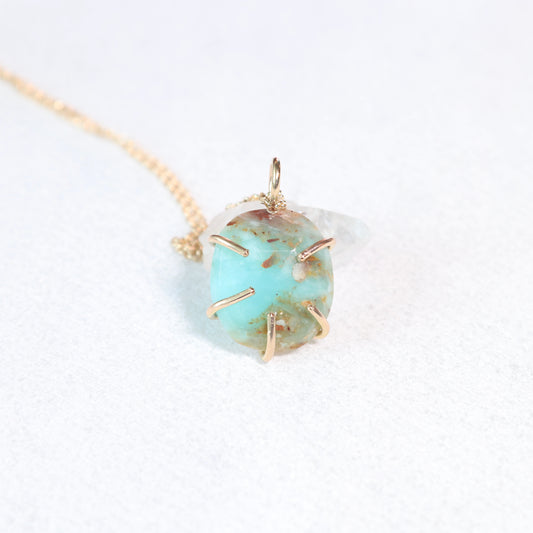 Peruvian Opal Gemstone Rose Cut Necklace