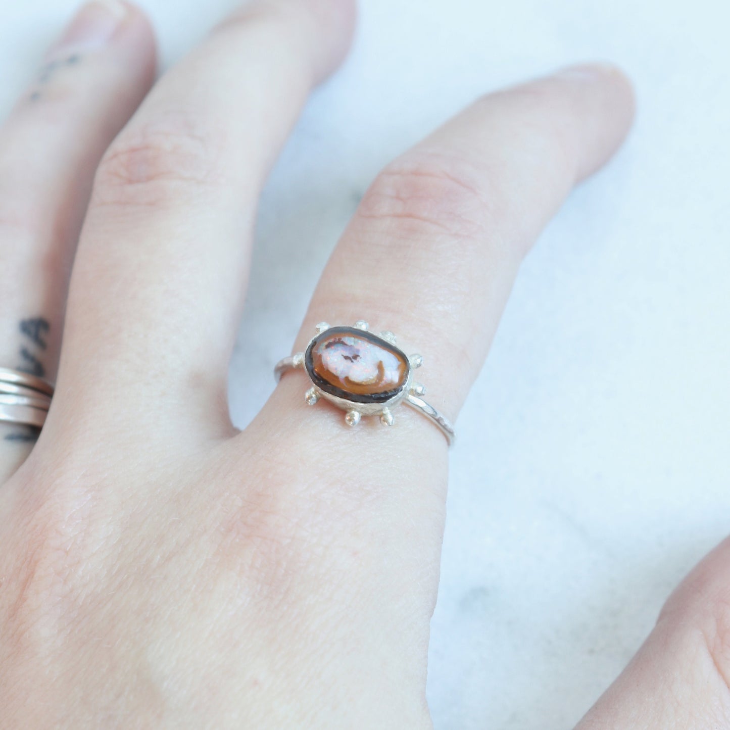 Boulder Opal Boho Stone Ring