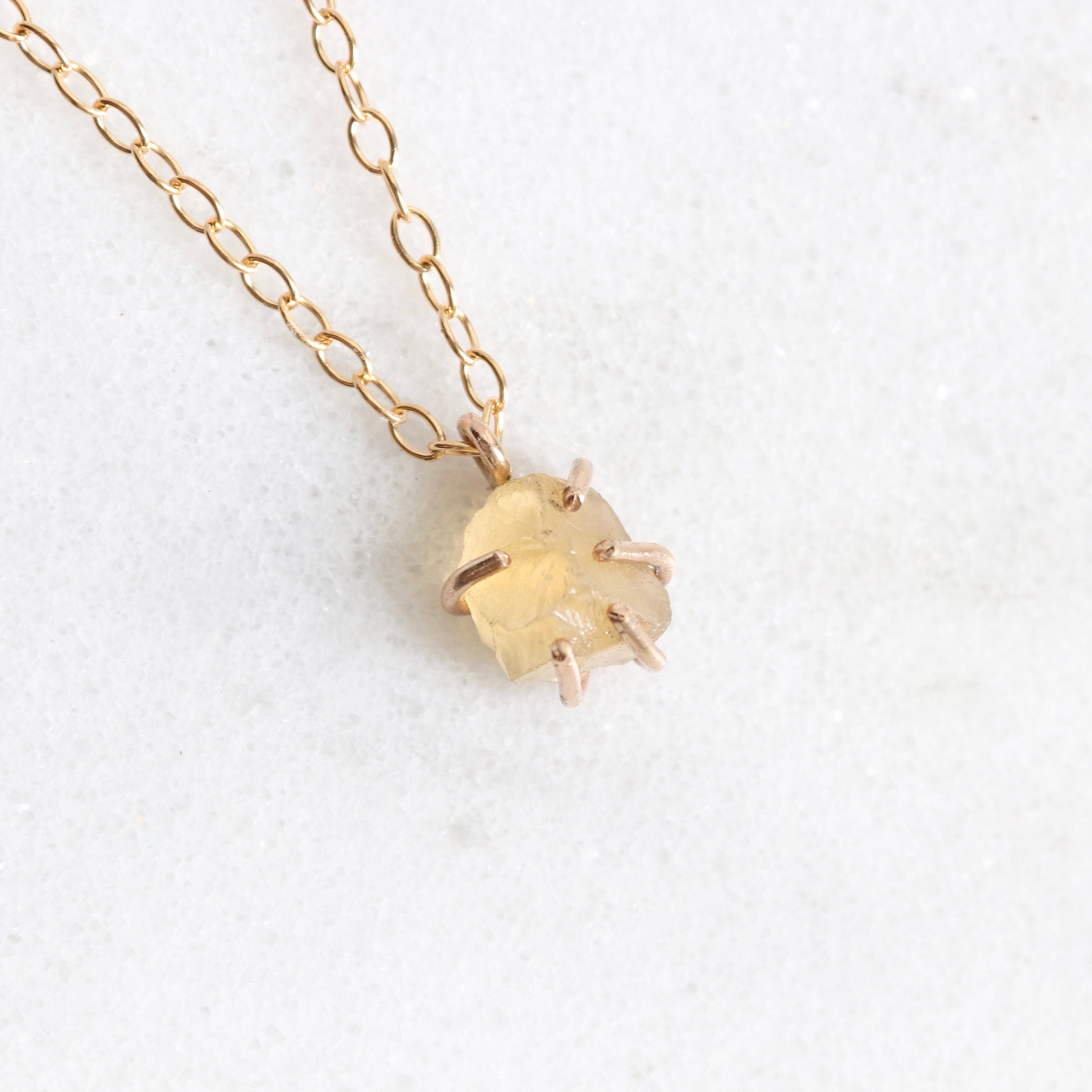 citrine raw crystal necklace