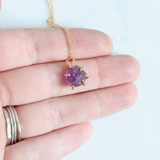 amethyst raw crystal necklace
