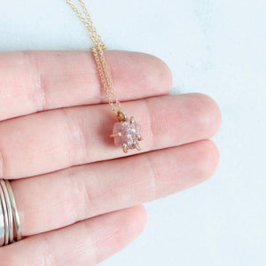 rose quartz raw crystal necklace