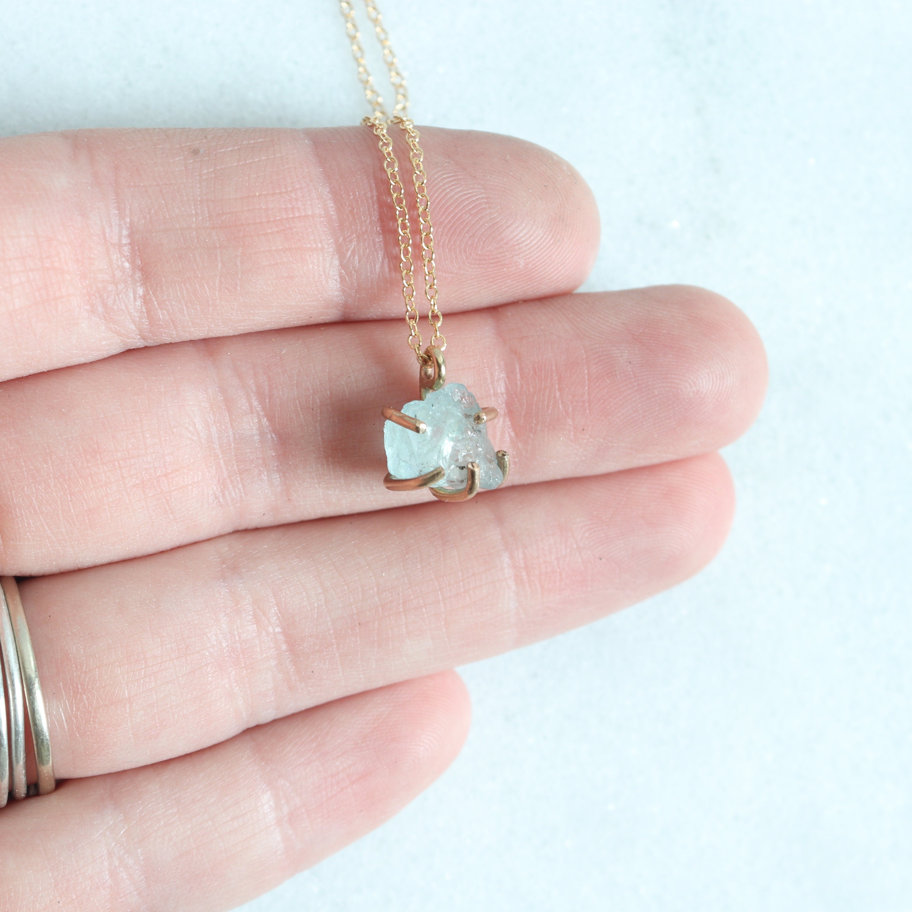 aquamarine raw crystal necklace