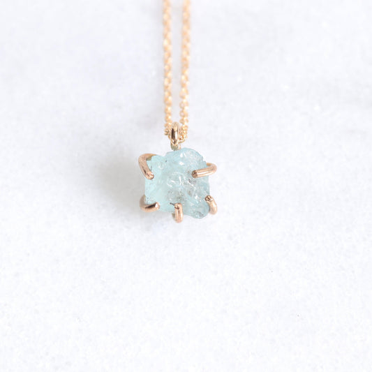 aquamarine raw crystal necklace