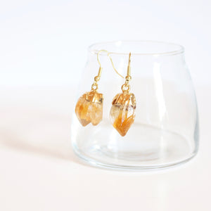 raw citrine crystal earrings